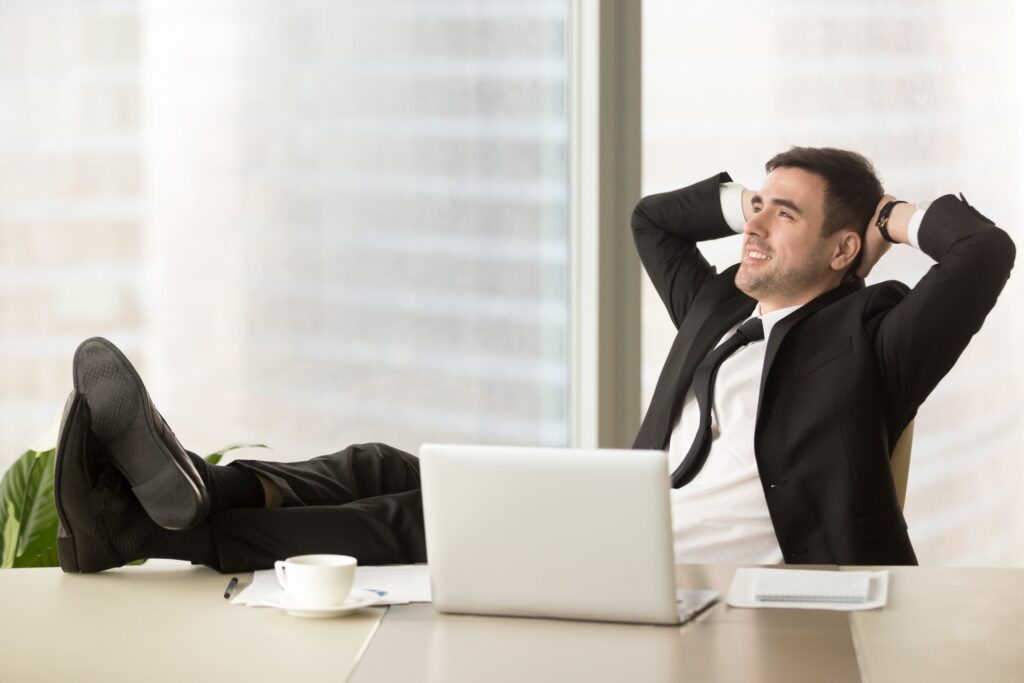 company director relaxing workplace office