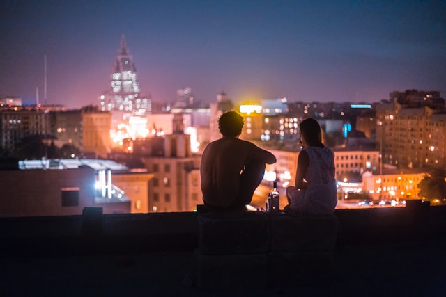boy and girl in summer night